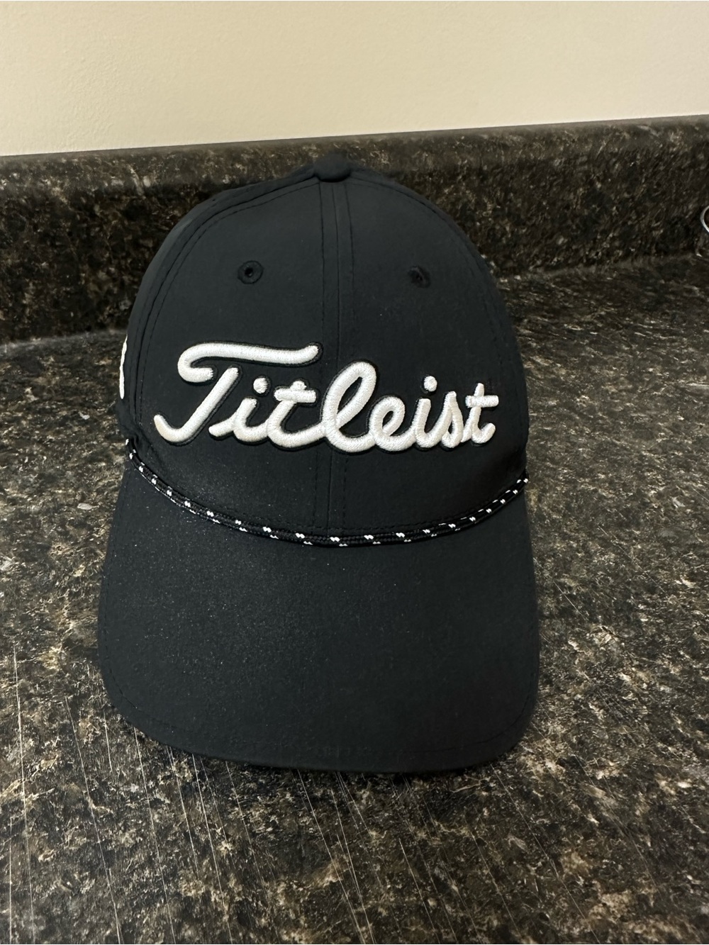 Titleist Black Hat with White Script Logo